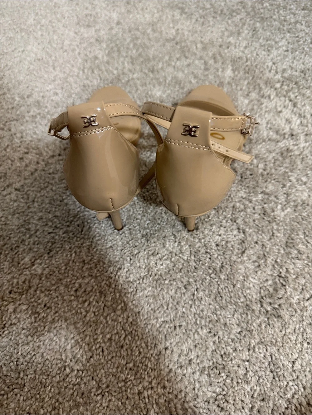 Sam Edelman Beige Nude Patent Ankle Strap Heels